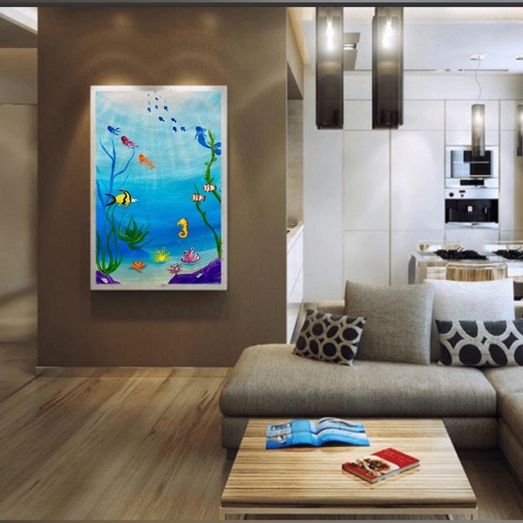 Original “Under The Sea” Acrylic Painting 11” x 14” on Foamboard NOT FRAMED - Picture 5 of 16